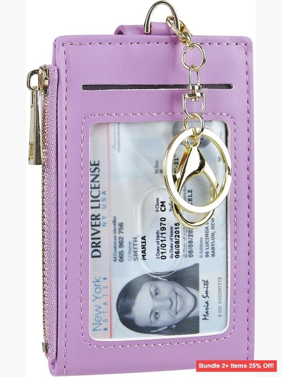 Handbags - Slim RFID Blocking Card Holder Wallet with Keychain Front Pocket